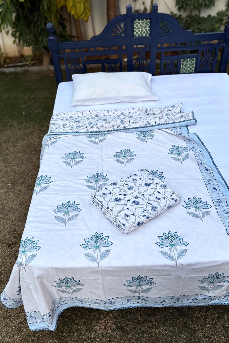 Lotus Block Print Dohar (Set of 2)