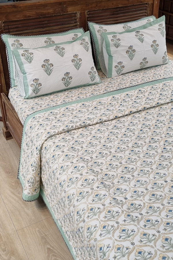 Mahal Florage Block Print Bedding Set