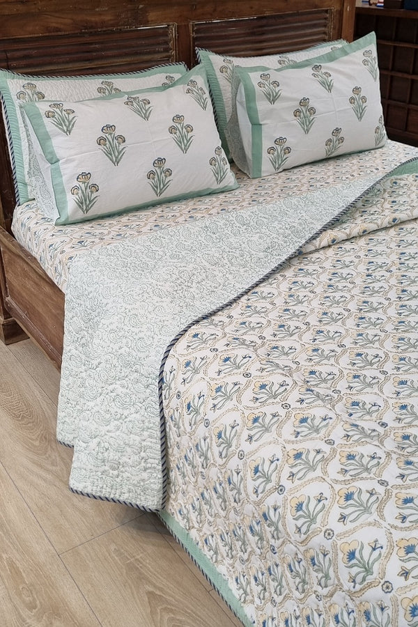 Mahal Florage Block Print Bedding Set