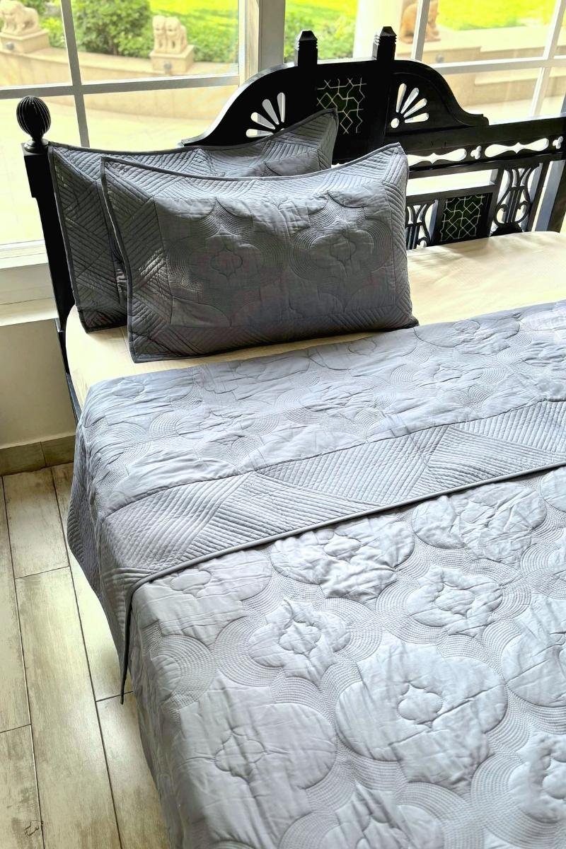 Mahrez Solid Luxury Quilted Bedcover Set