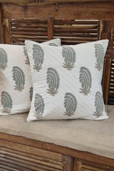 Mora Block Print Quilted Cushion Cover (Set of 2)