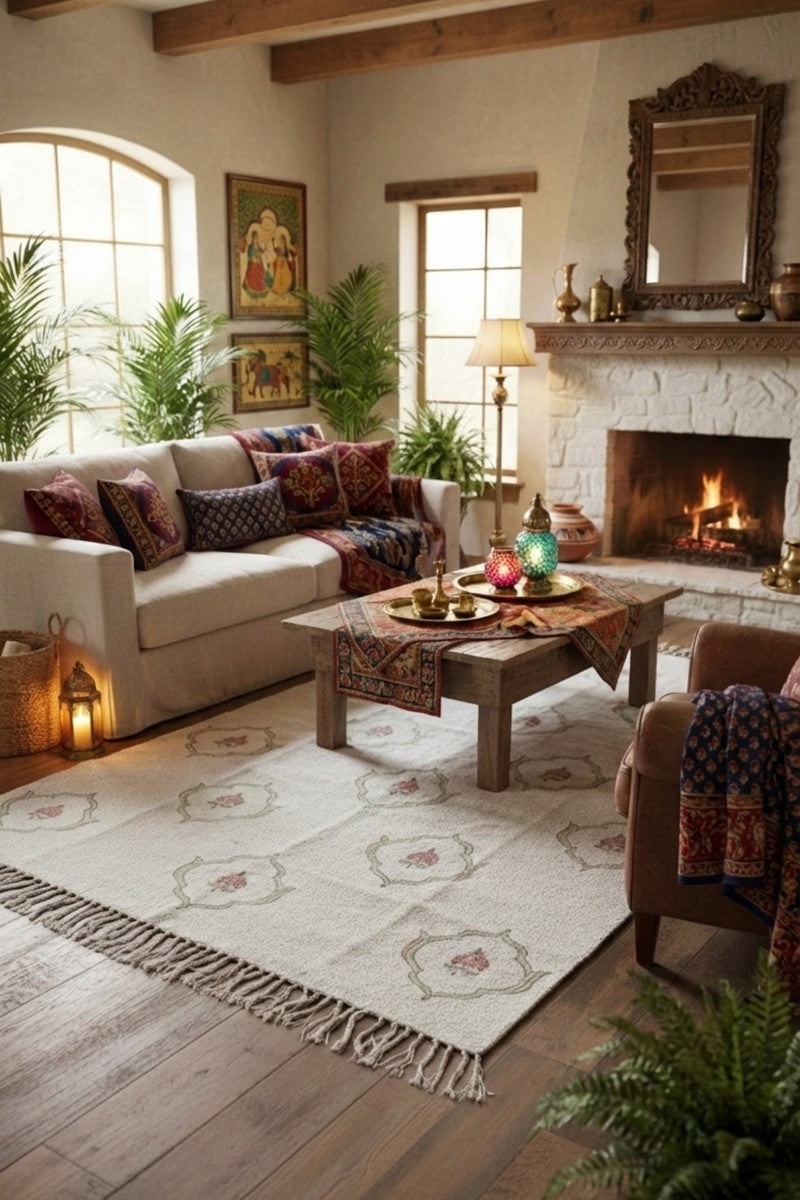 Medal Rose Block Print Rug