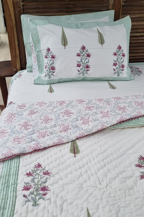 Minar Pine Block Print Bedding Set