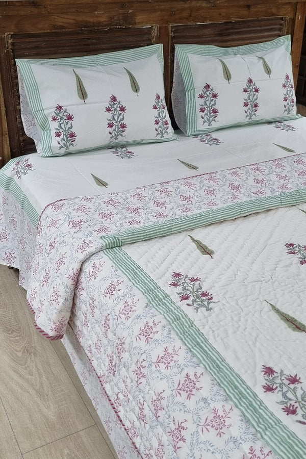 Minar Pine Block Print Bedding Set