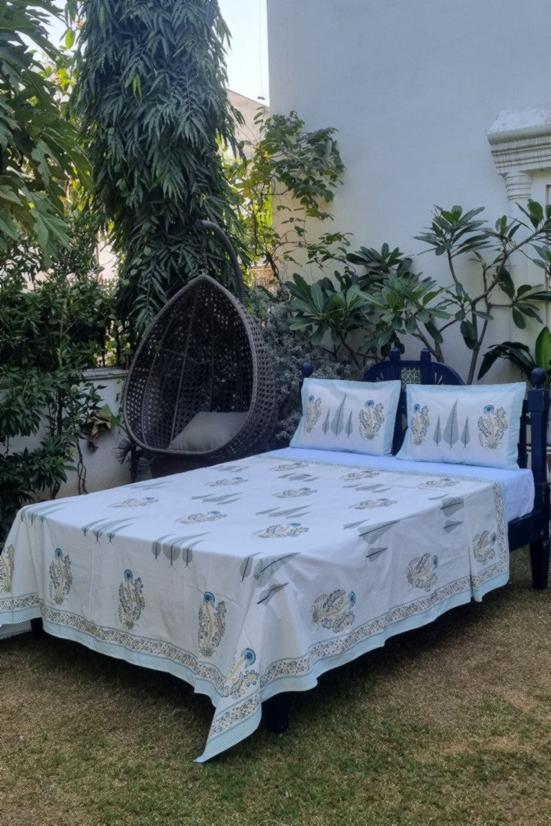 Block Print Bedsheet with 2 pillow case