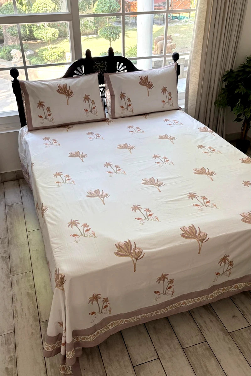 Palm Isle Block Print Bedsheet Set