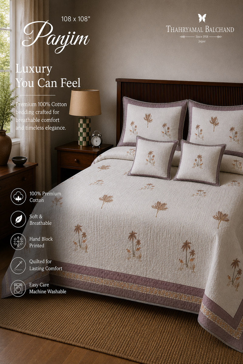 Cotton Bedcover with 2 pillows 