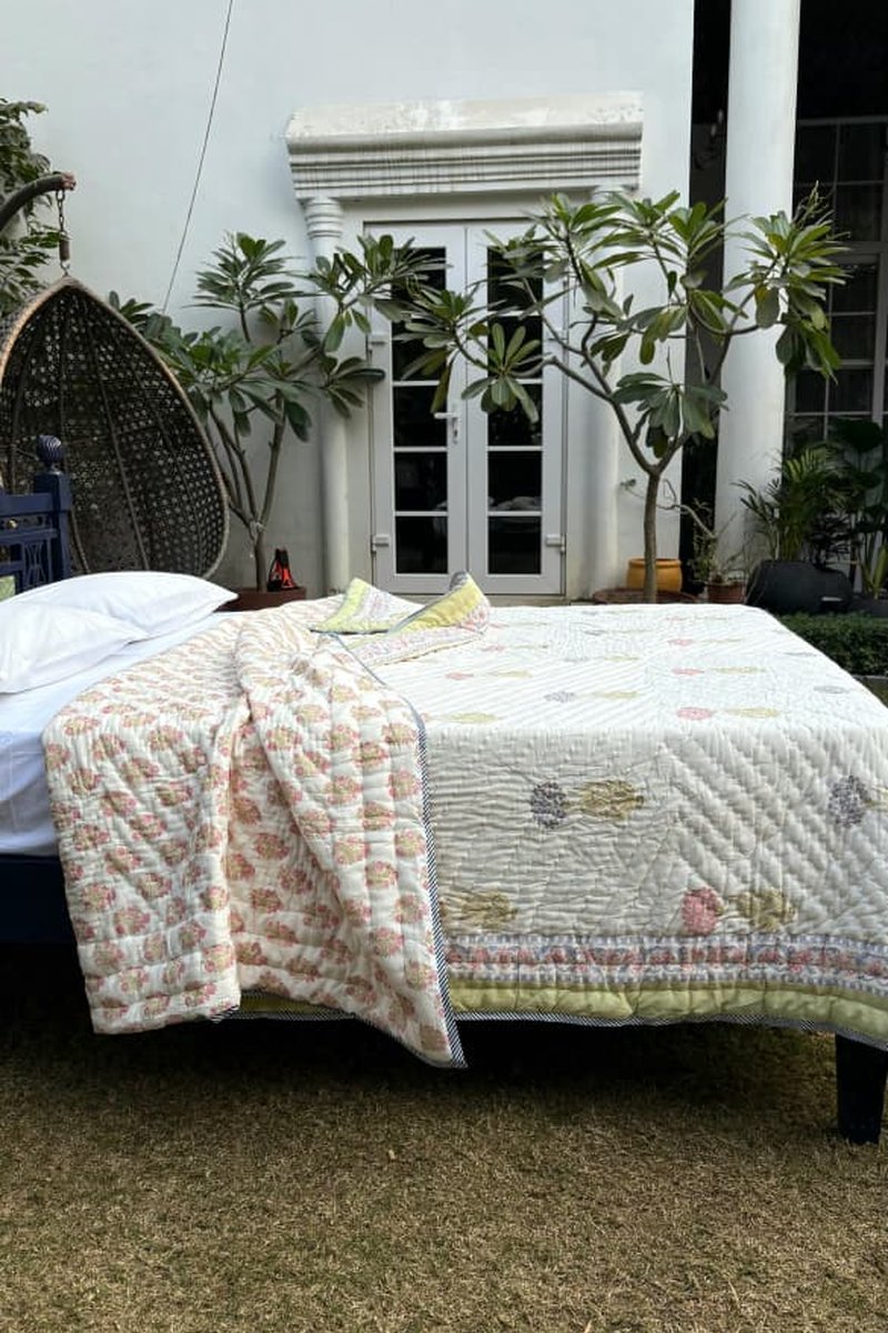 Cotton Block Print Quilt 