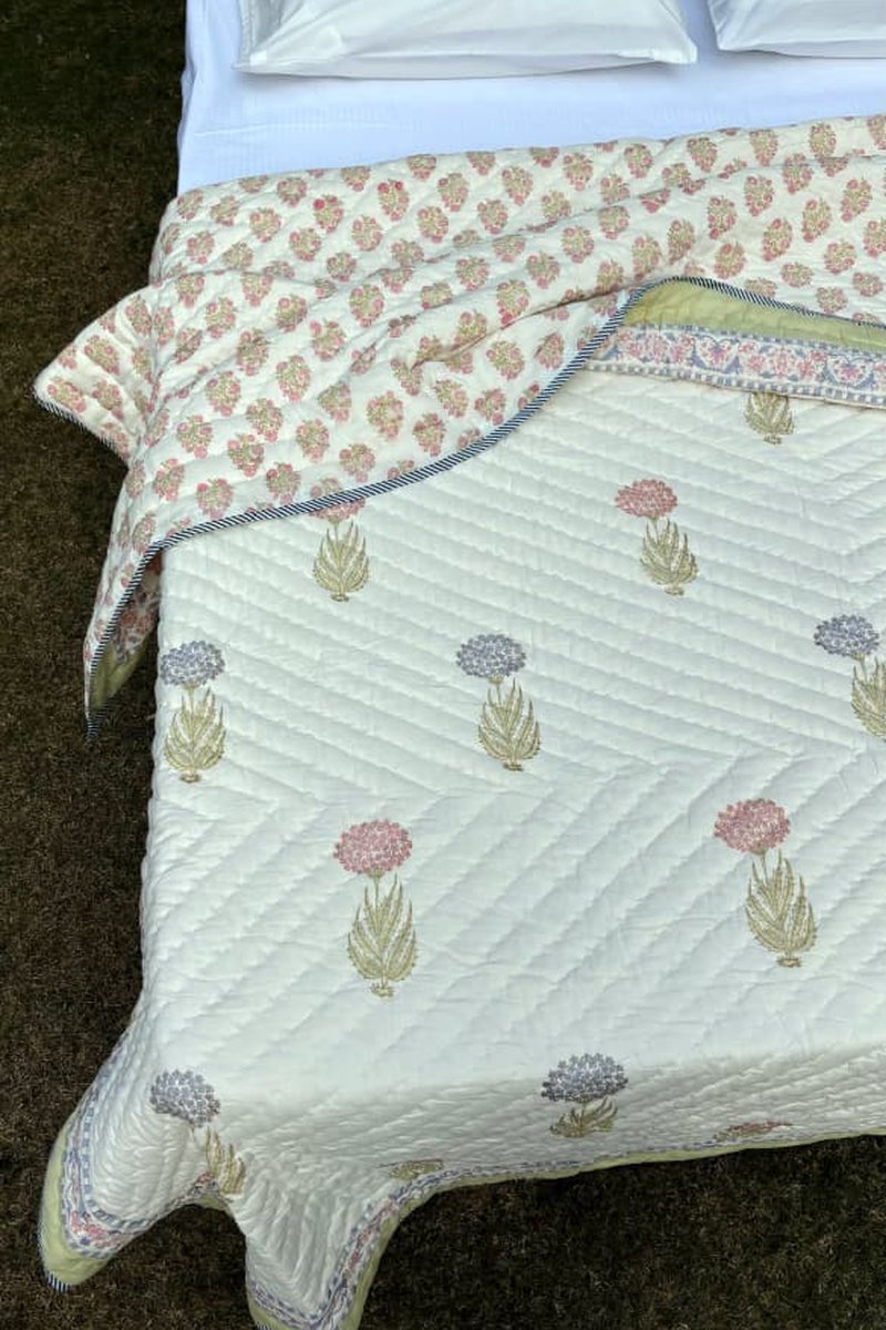 Cotton Block Print Quilt 