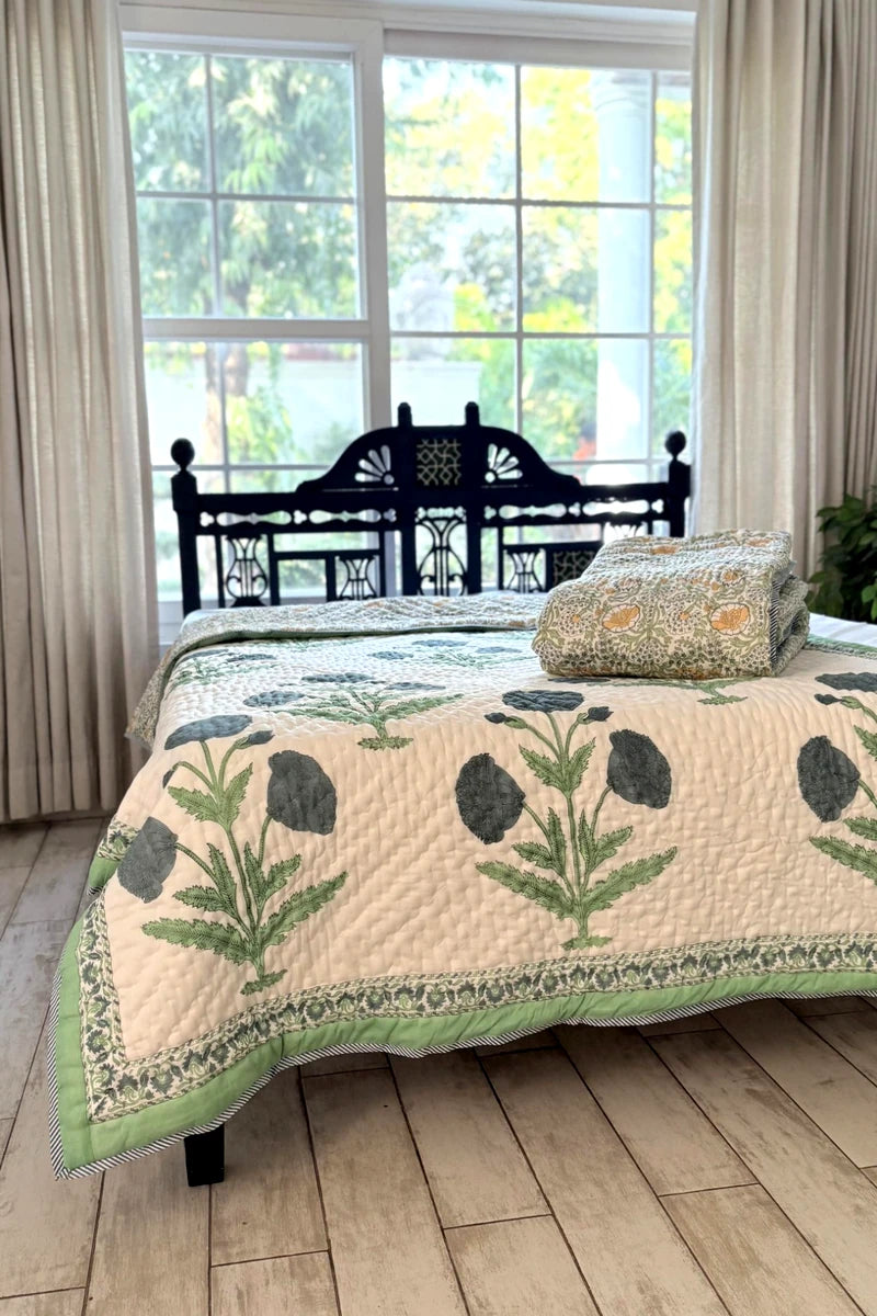 Poppy Block Print Quilt (Set of 2)