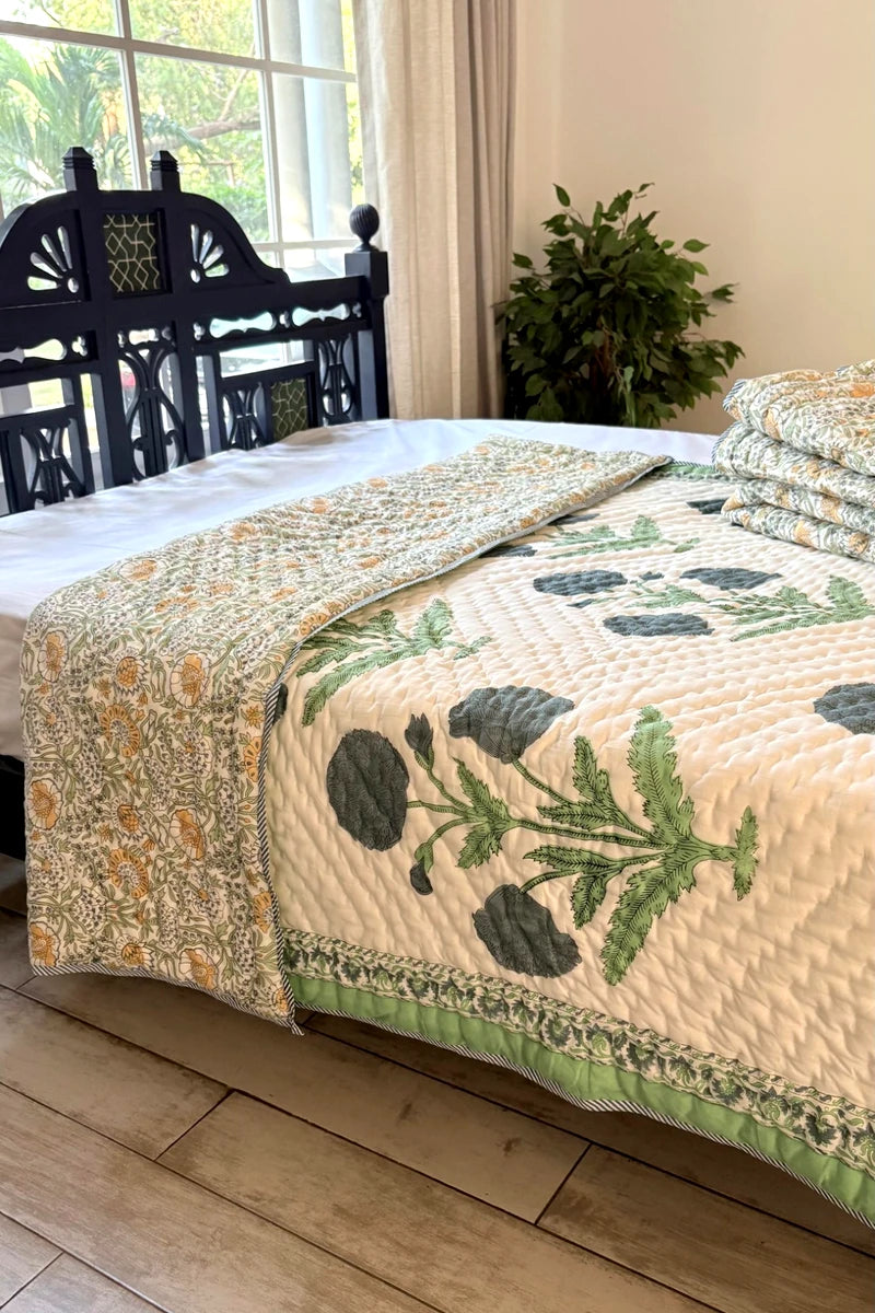 Poppy Block Print Quilt (Set of 2)