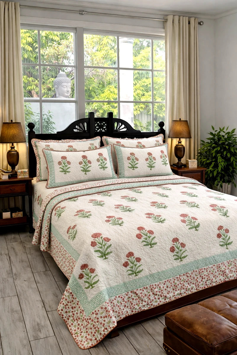 Jaipur Block Prints, Block print bedding, Quilted Bedcovers Jaipur, Quilts 