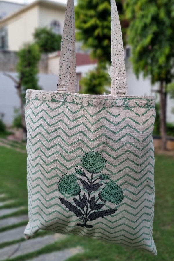 Poppy Block Print Tote Bag