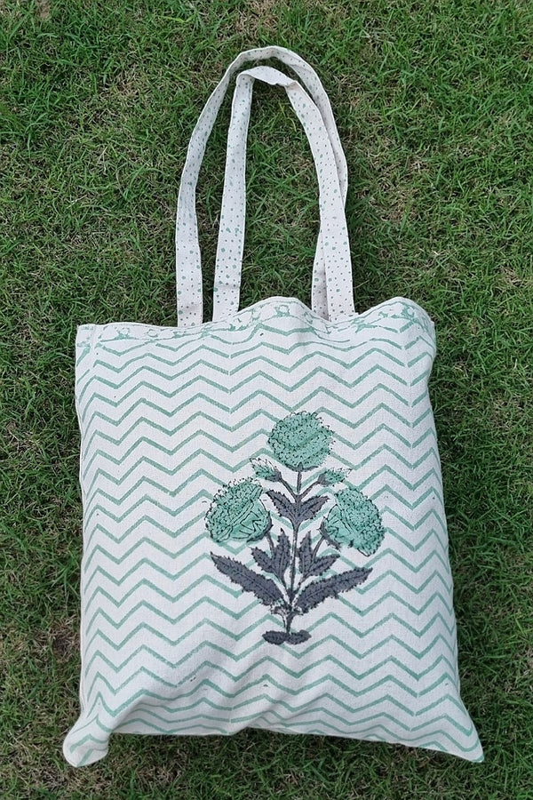 Poppy Block Print Tote Bag