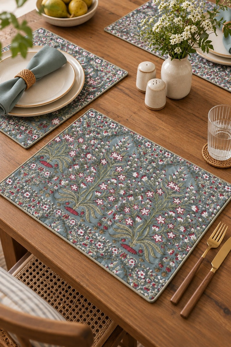 Raj Mahal Floral Reversible Place Mats (Set of 6)