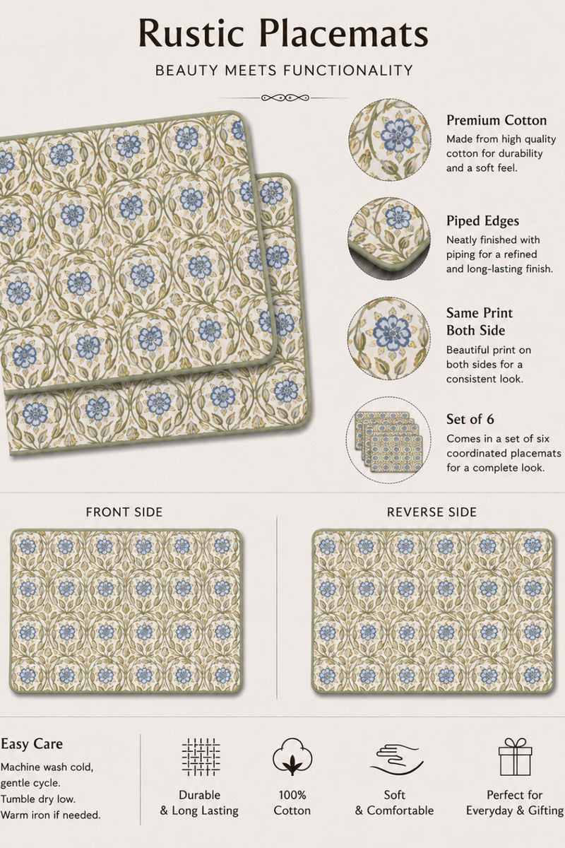 Rubans Floral Reversible Placemats (Set of 6)