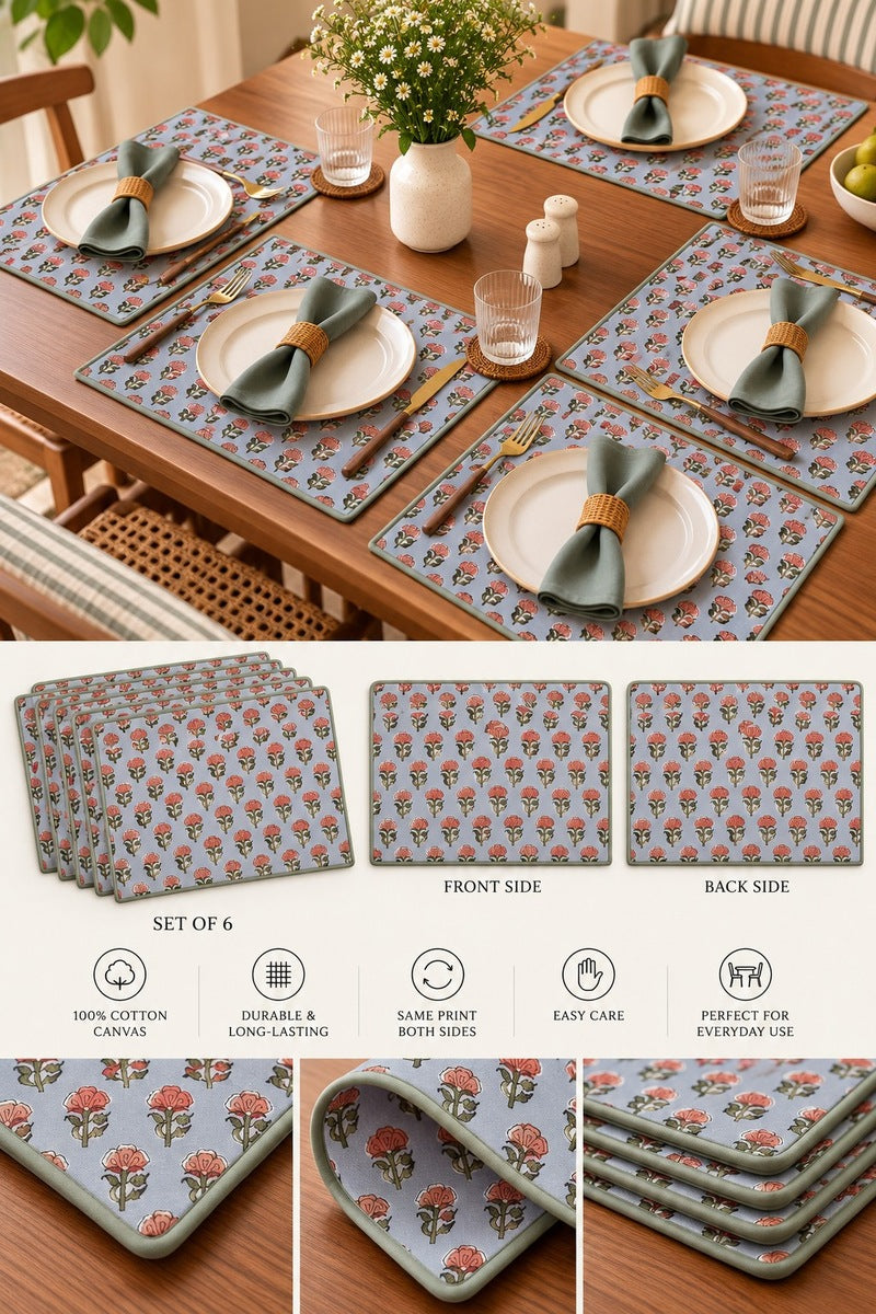 Seekar Floral Reversible Placemat (Set of 6)