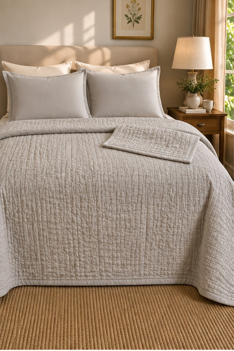 Solid Lux Grey Quilt Set