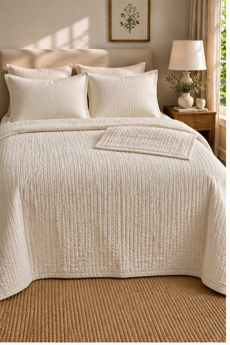 Solid Lux Ivory Quilt Set