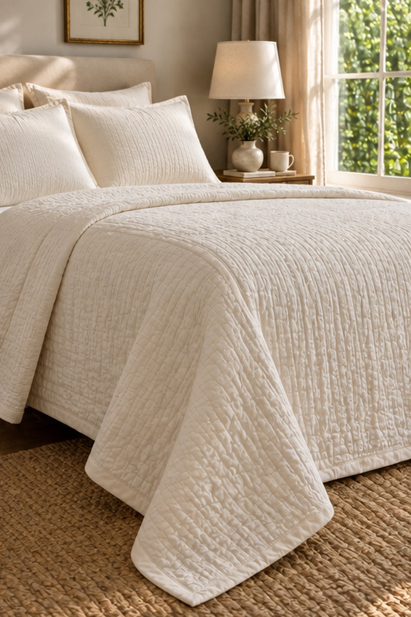 Solid Lux Ivory Quilt Set