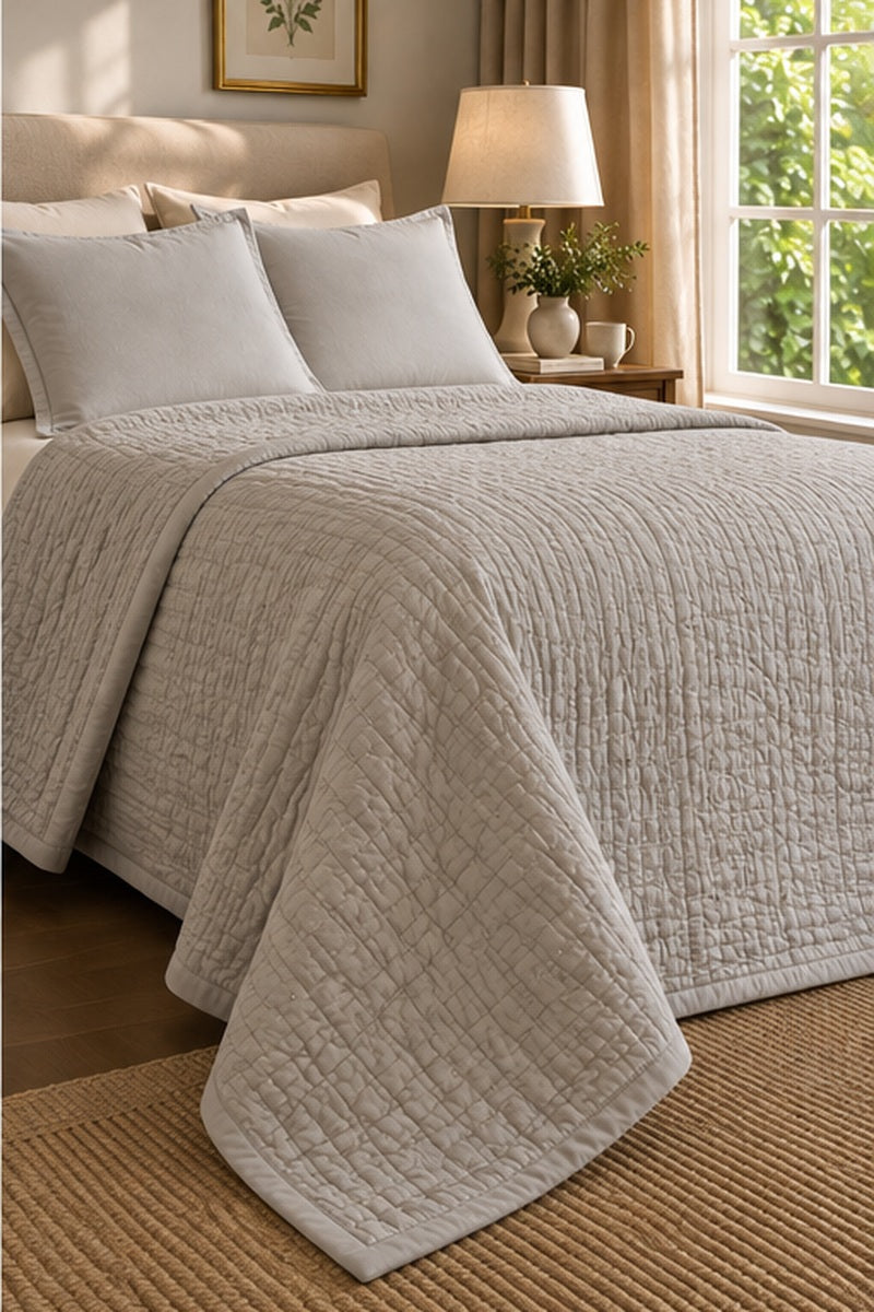 Solid Lux Grey Quilt Set