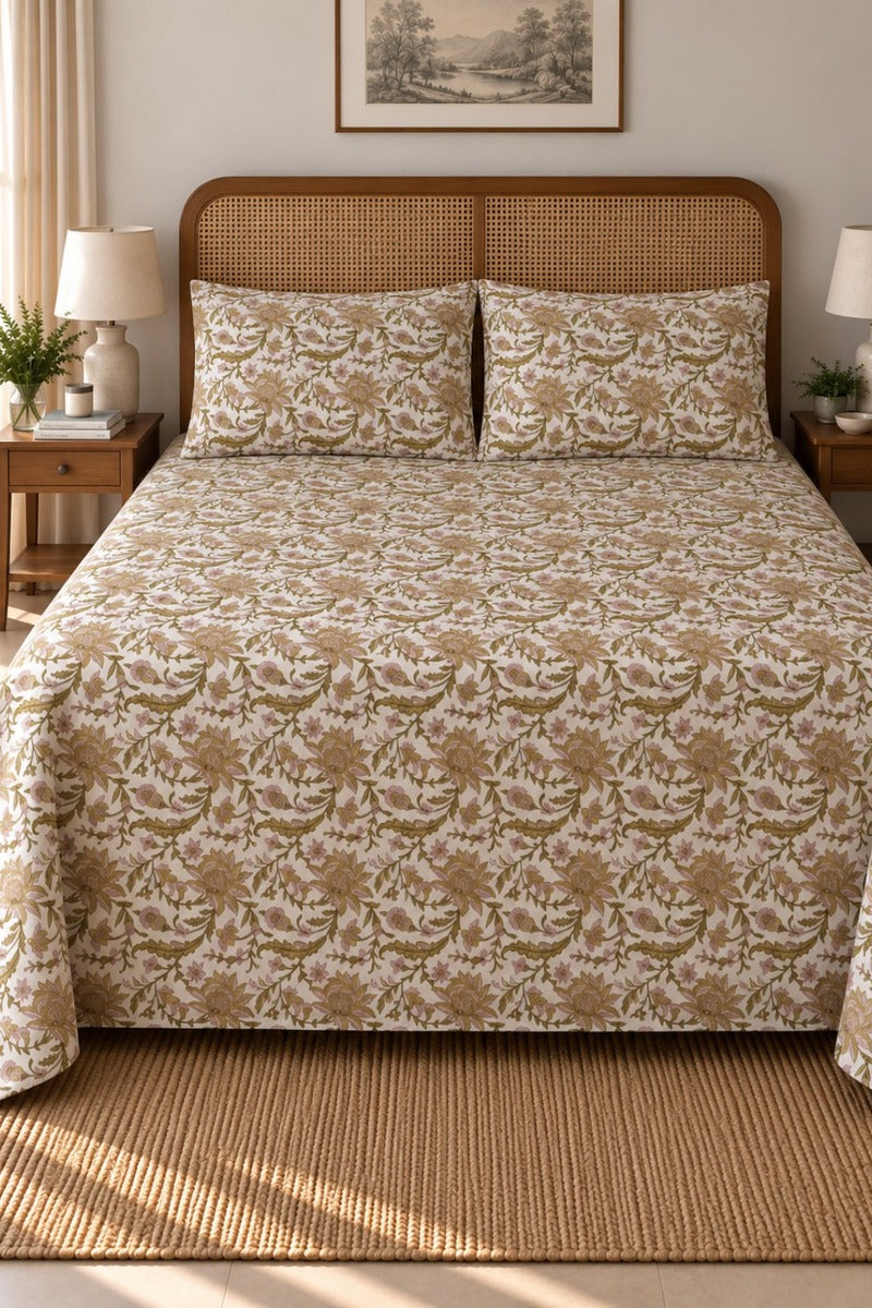 Sunderban Flora Bedsheet Set