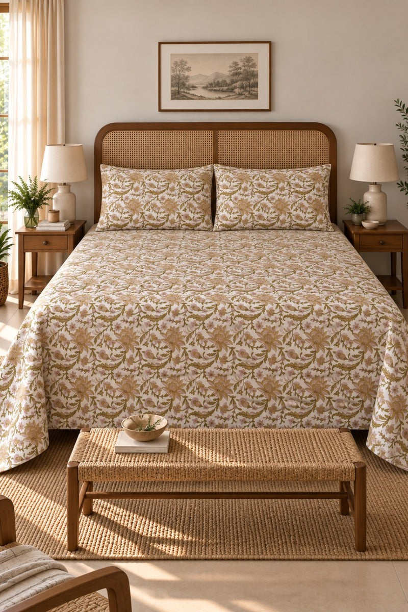 Sunderban Flora Bedsheet Set