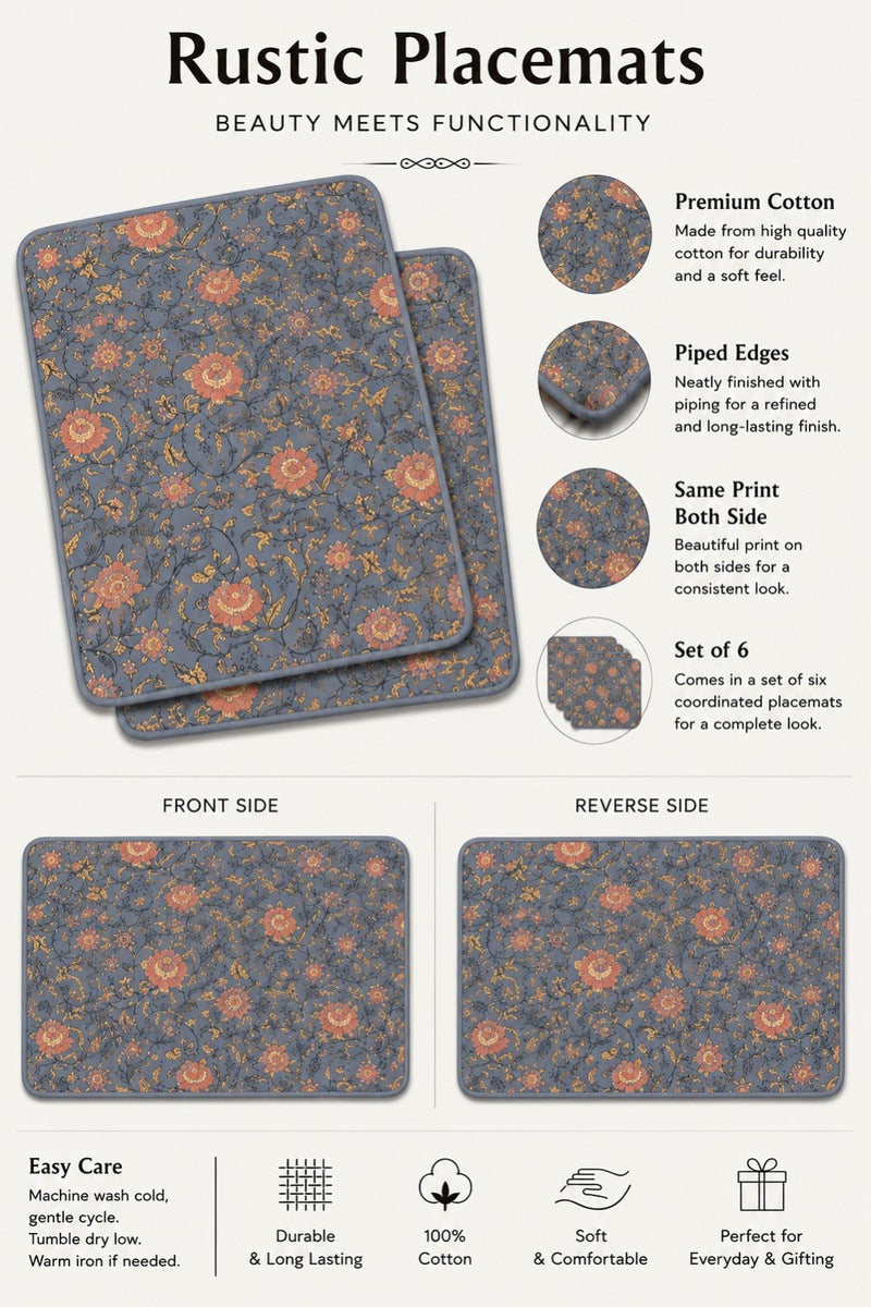 Supra Floral Reversible Placemats (Set of 6)