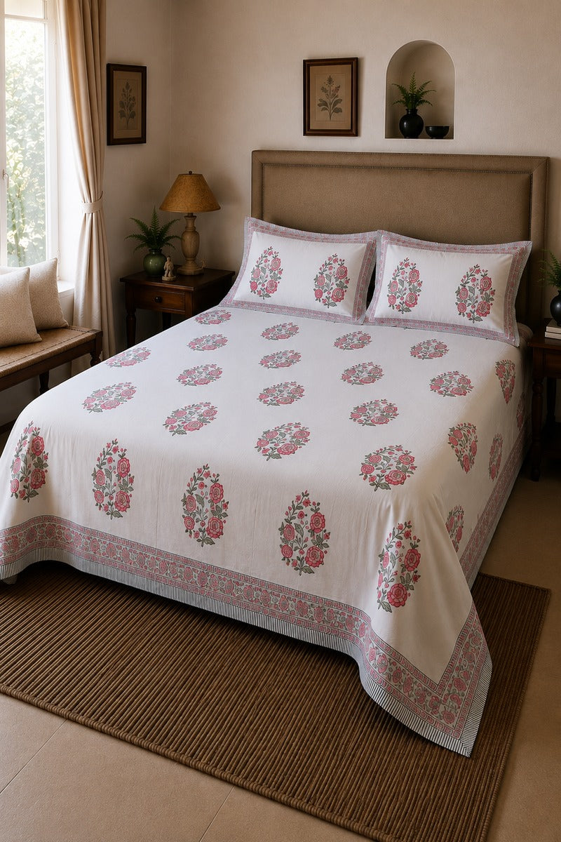 Roseate Floral Bedsheet Set