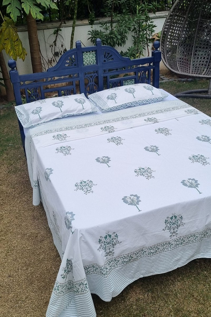 Block Print Bedsheet with 2 pillow case