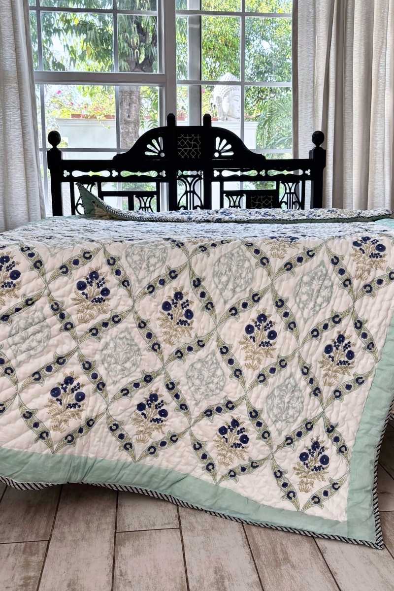 Mint Bagh Print Summer Quilt (Set of 2)