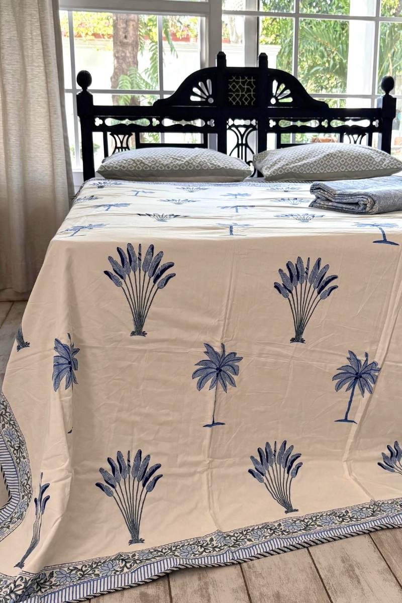 Blue Palma Jaal Printed Dohar (Set of 2)