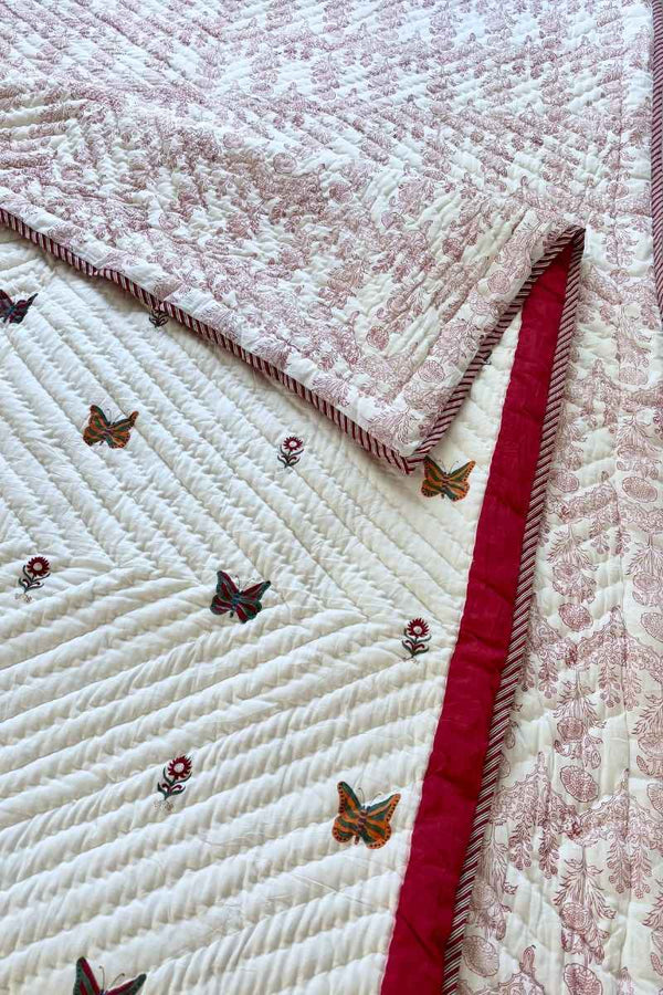Butterfly Fauna Print Summer Quilt (Set of 2)
