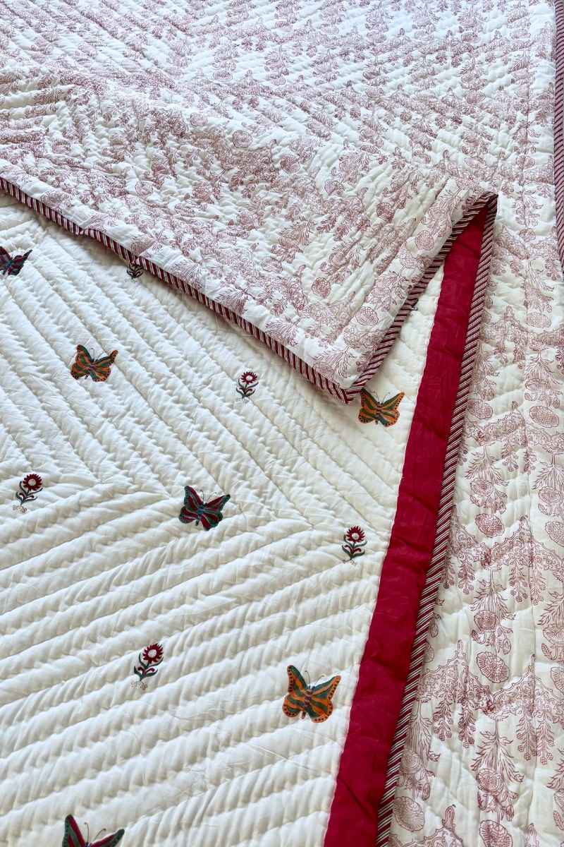 Butterfly Fauna Print Summer Quilt (Set of 2)