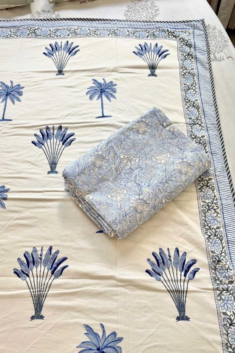 Blue Palma Jaal Printed Dohar (Set of 2)