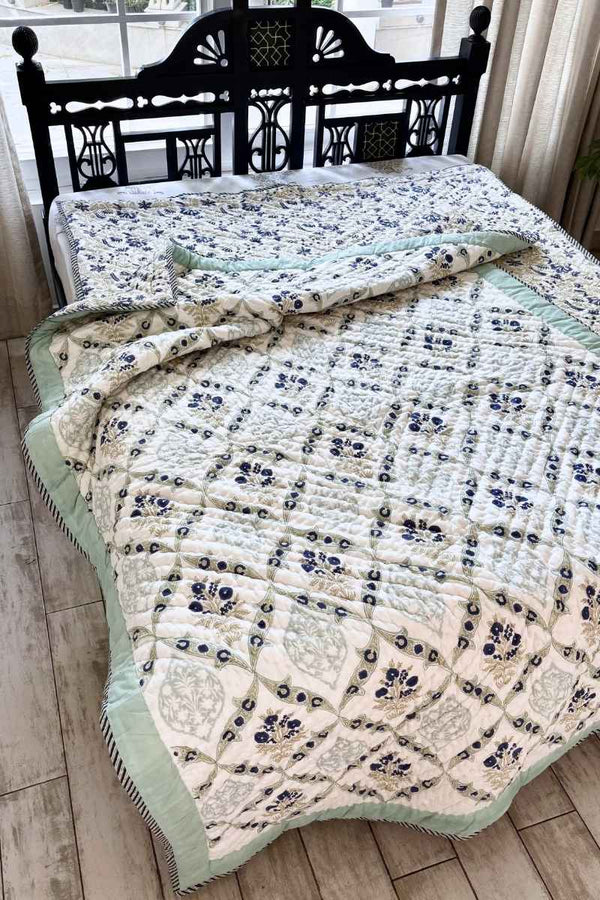 Mint Bagh Print Summer Quilt (Set of 2)
