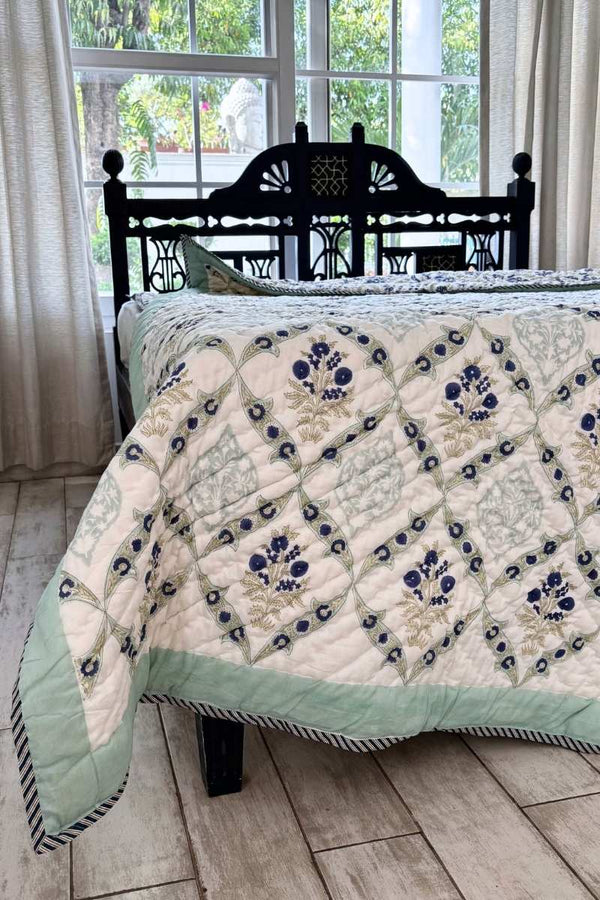 Mint Bagh Print Summer Quilt (Set of 2)