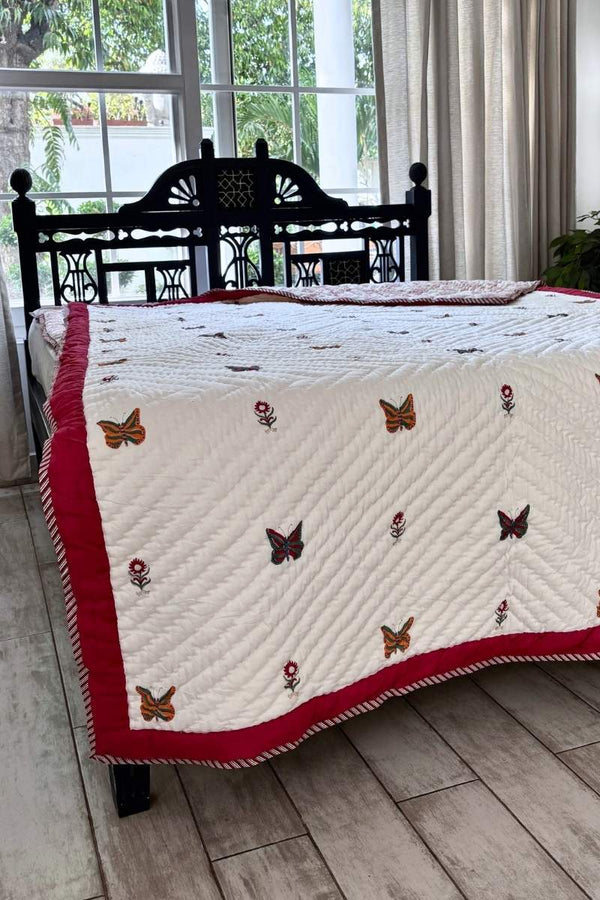 Butterfly Fauna Print Summer Quilt (Set of 2)