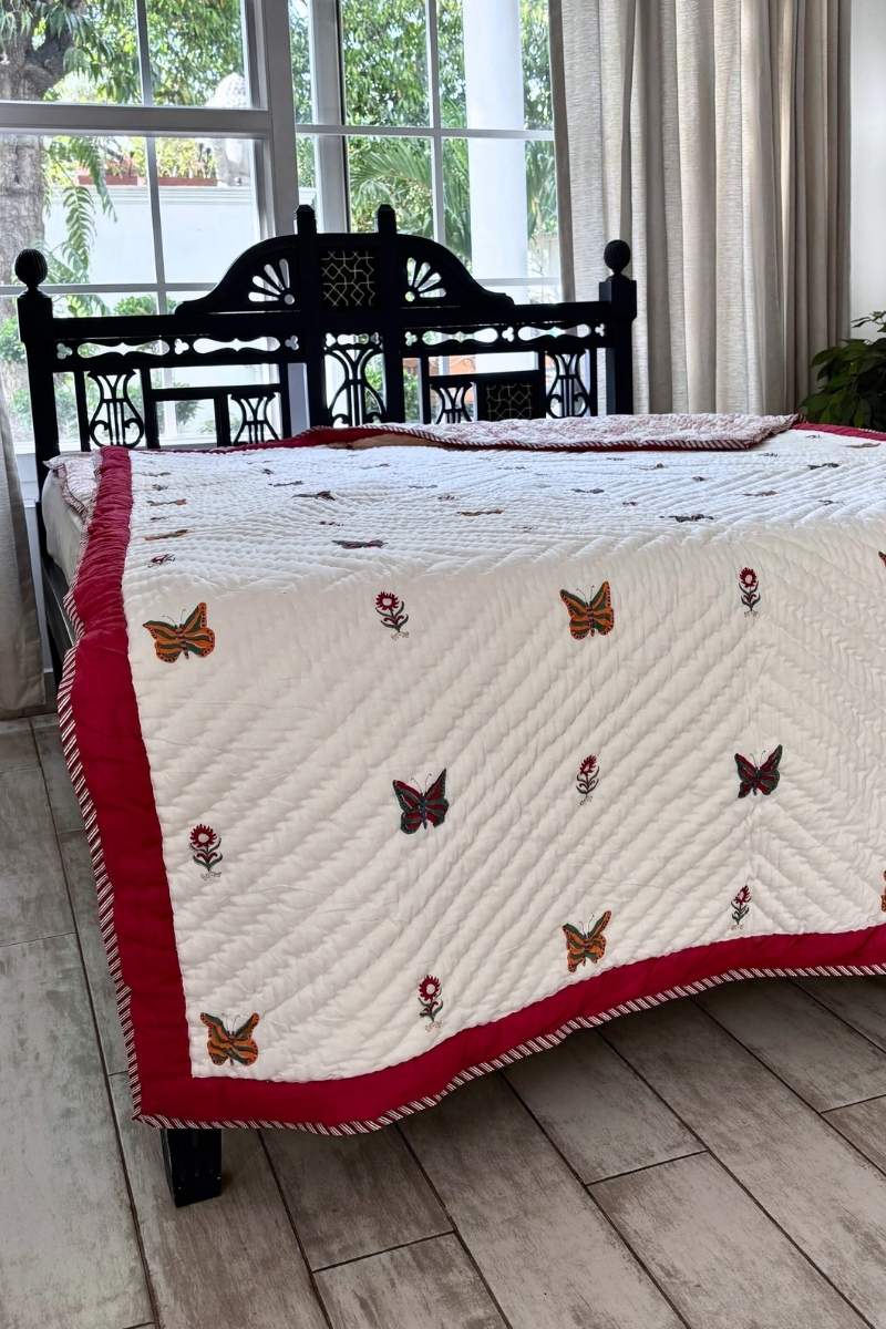 Butterfly Fauna Print Summer Quilt (Set of 2)
