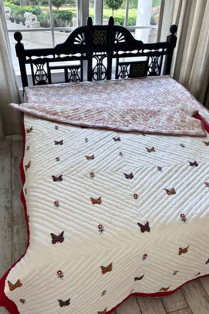 Butterfly Fauna Print Summer Quilt (Set of 2)